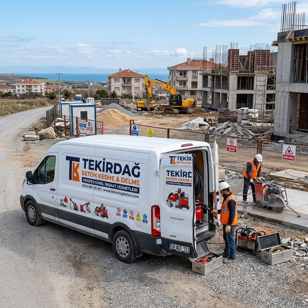 Muratlı ve çevre ilçelerde profesyonel beton delme, kesme ve karot işlemleri yapan ekip